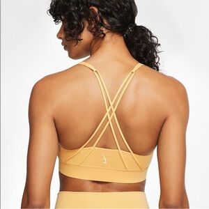 Nike Swoosh Luxe Medium Support Sports Bra Mustard Yellow-Gold Color Small Gym